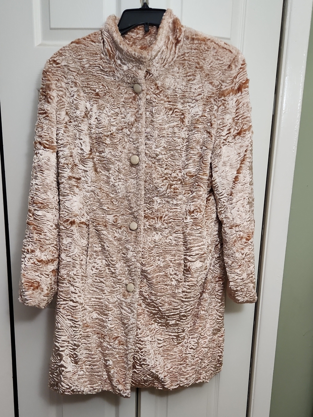 Valerie Stevens Plush Faux-Fur Teddy Coat in Blush